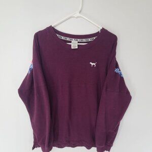 PINK Women's Long Sleeve Pullover Top Maroon Size L